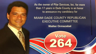 Walter Ormazabal, owner of Pilar Services, announces candidacy for the Miami Dade County Republican Executive Committee